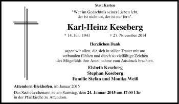 Traueranzeige von Karl-Heinz Keseberg von Tageszeitung