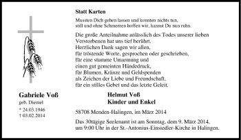 Traueranzeige von Gabriele Voß von Tageszeitung