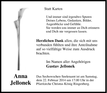 Traueranzeige von Anna Jellonek von Tageszeitung