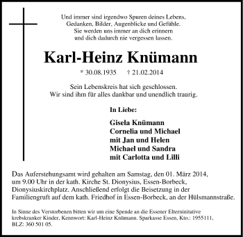 Traueranzeige von Karl-Heinz Knümann von Tageszeitung