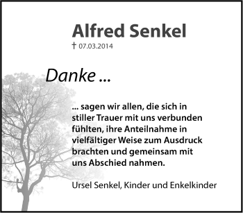 Traueranzeige von Alfred Senkel von Tageszeitung