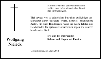 Traueranzeige von Wolfgang Nieleck von Tageszeitung