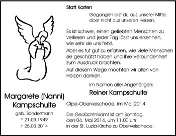 Traueranzeige von Margarete Nanni von Tageszeitung