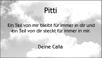 Traueranzeige von Pitti  von Tageszeitung