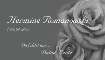 Traueranzeige von Hermine Romanowski von Tageszeitung