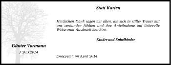 Traueranzeige von Günter Vormann von Tageszeitung
