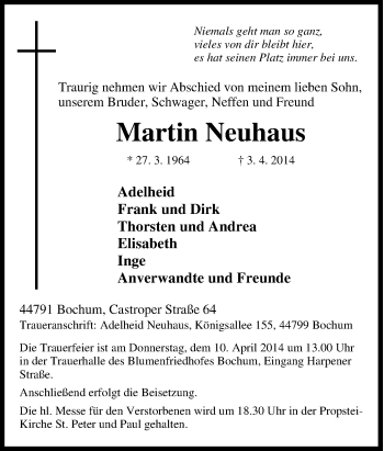Traueranzeige von Martin Neuhaus von Tageszeitung
