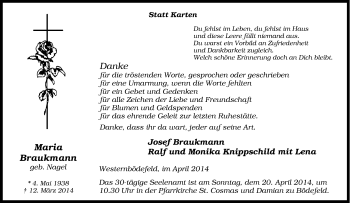 Traueranzeige von Maria Braukmann von Tageszeitung