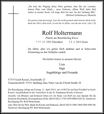 Traueranzeige von Rolf Holtermann von Tageszeitung