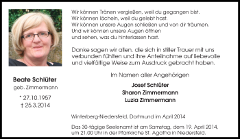 Traueranzeige von Beate Schlüter von Tageszeitung