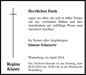 Traueranzeige von Regina Klante von Tageszeitung