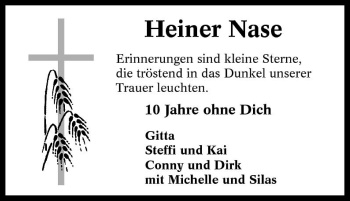 Traueranzeige von Heiner Nase von Tageszeitung
