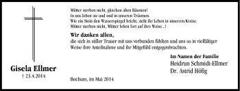Traueranzeige von Gisela Ellmer von Tageszeitung