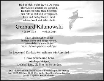 Traueranzeige von Gerhard Kilanowski von Tageszeitung