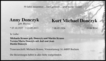 Traueranzeige von Kurt Michael Donczyk von Tageszeitung
