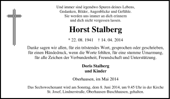 Traueranzeige von Horst Stalberg von Tageszeitung