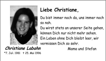 Traueranzeige von Christiane Labahn von Tageszeitung