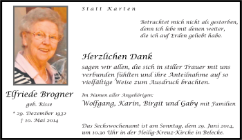 Traueranzeige von Elfriede Bogner von Tageszeitung