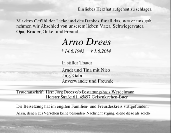 Traueranzeige von Arno Drees von Tageszeitung