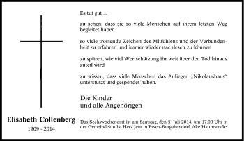 Traueranzeige von Elisabeth Collenberg von Tageszeitung