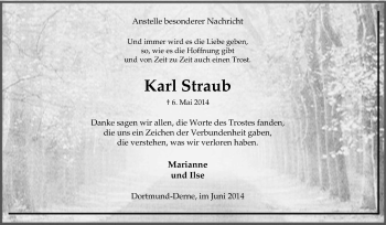 Traueranzeige von Karl Straub von Tageszeitung