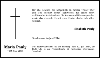 Traueranzeige von Maria Pauly von Tageszeitung