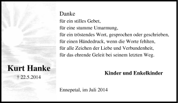 Traueranzeige von Kurt Hanke von Tageszeitung