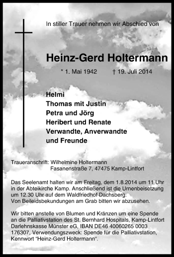 Traueranzeige von Heinz-Gerd Holtermann von Tageszeitung