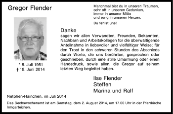 Traueranzeige von Gregor Flender von Tageszeitung