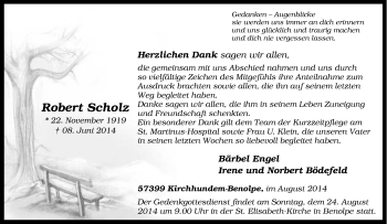 Traueranzeige von Robert Scholz von Tageszeitung