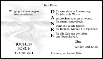 Traueranzeige von Joschen Tosch von Tageszeitung