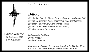 Traueranzeige von Günter Scherer von Tageszeitung