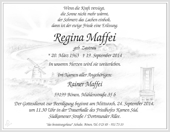 Traueranzeige von Regina Maffei von Tageszeitung