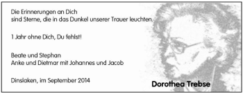 Traueranzeige von Dorothea Trebse von Tageszeitung