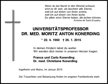 Traueranzeige von Moritz Anton Konerding von Tageszeitung