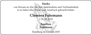Traueranzeige von Clemens Fuhrmann von Tageszeitung