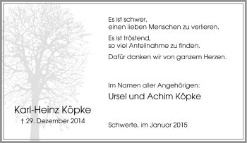 Traueranzeige von Karl-Heinz Köpke von Tageszeitung