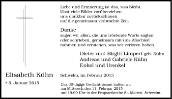 Traueranzeige von Elisabeth Kühn von Tageszeitung