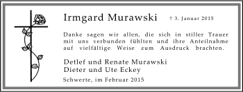 Traueranzeige von Irmgard Murawski von Tageszeitung