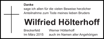 Traueranzeige von Wilfried Hölterhoff von Tageszeitung
