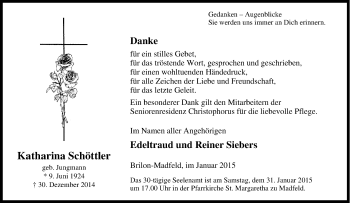 Traueranzeige von Katharina Schöttler von Tageszeitung