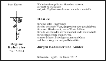 Traueranzeige von Regine Kahmeier von Tageszeitung