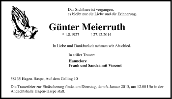 Traueranzeige von Günter Meierruth von Tageszeitung