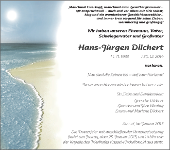 Traueranzeige von Hans-Jürgen Dilchert von Tageszeitung