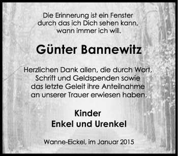 Traueranzeige von Günter Bannewitz von Tageszeitung
