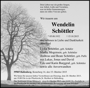 Traueranzeige von Wendelin Schöttler von Tageszeitung