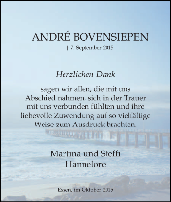 Traueranzeige von André Bovensiepen von Tageszeitung