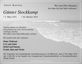 Traueranzeige von Günter Stockkamp von Tageszeitung