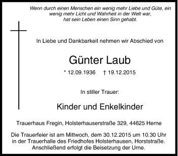 Traueranzeige von Günter Laub von Tageszeitung