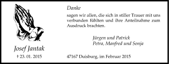 Traueranzeige von Josef Jantak von Tageszeitung
